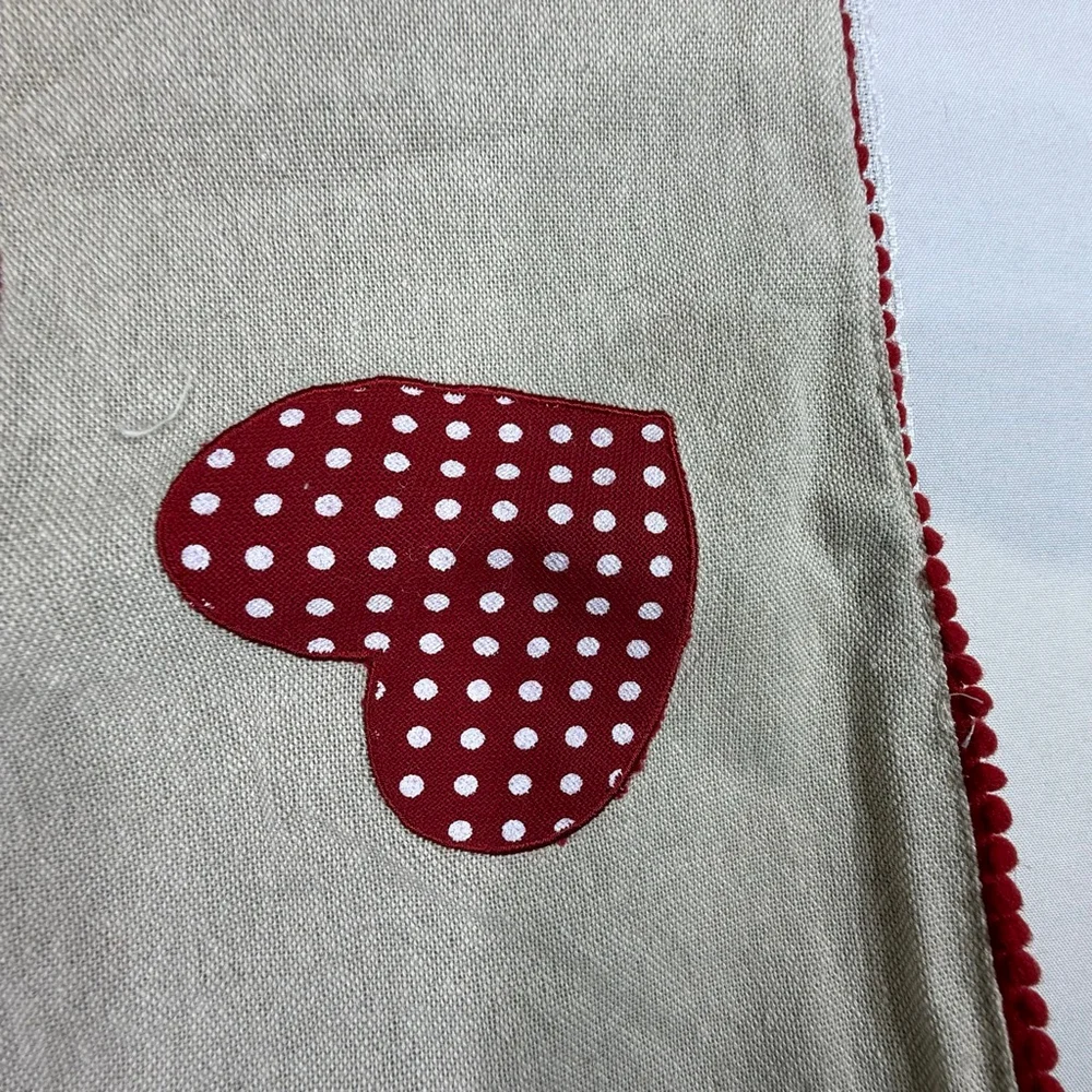 Burlap And Gingham Hearts 70” x 16” Table Runner